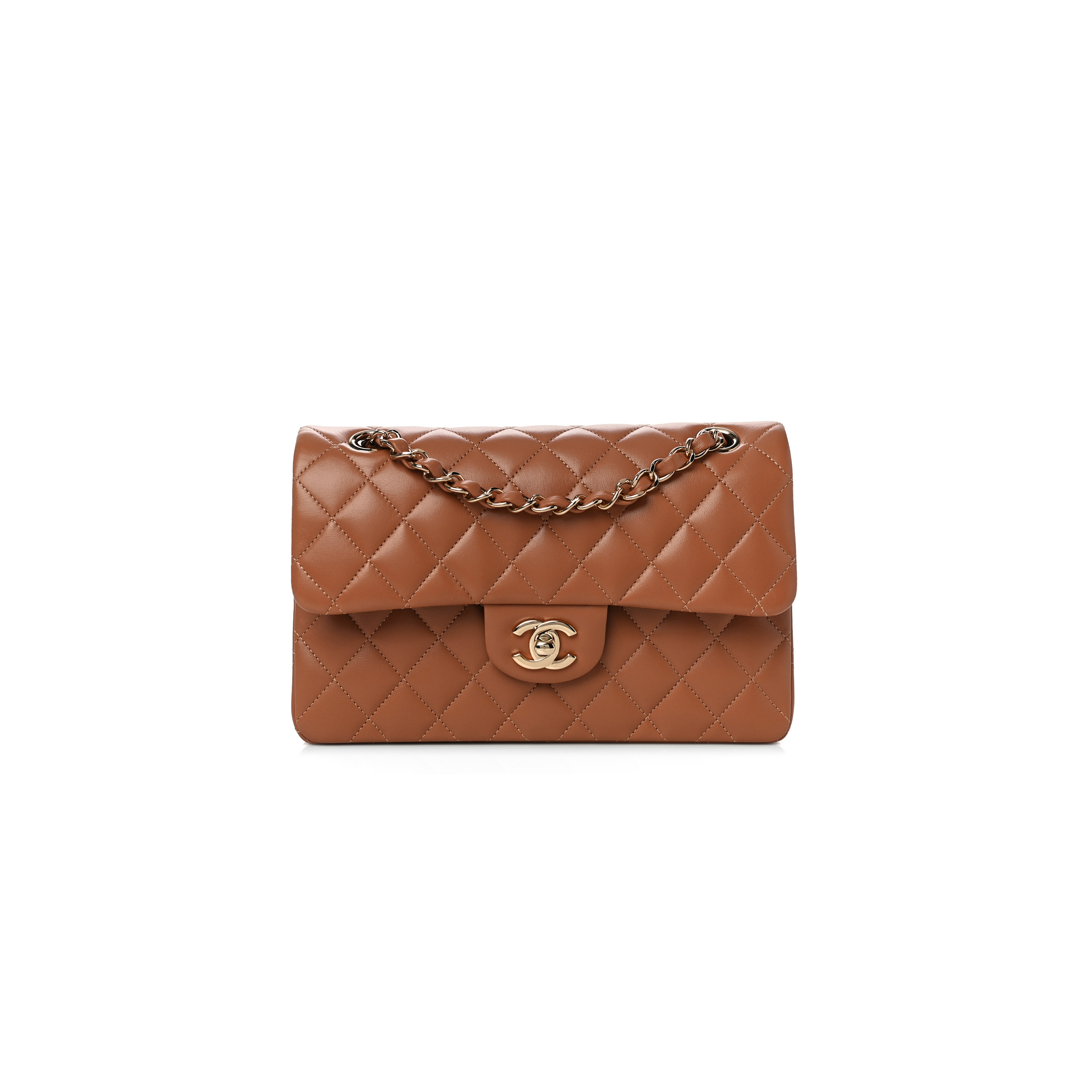 CHANEL LAMBSKIN QUILTED SMALL DOUBLE FLAP BROWN AS1117 (23*14.5*6cm)